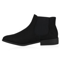 Damen Chelsea Boots in Schwarz Velours