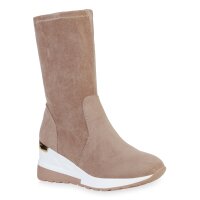 Damen Keilstiefel in Beige